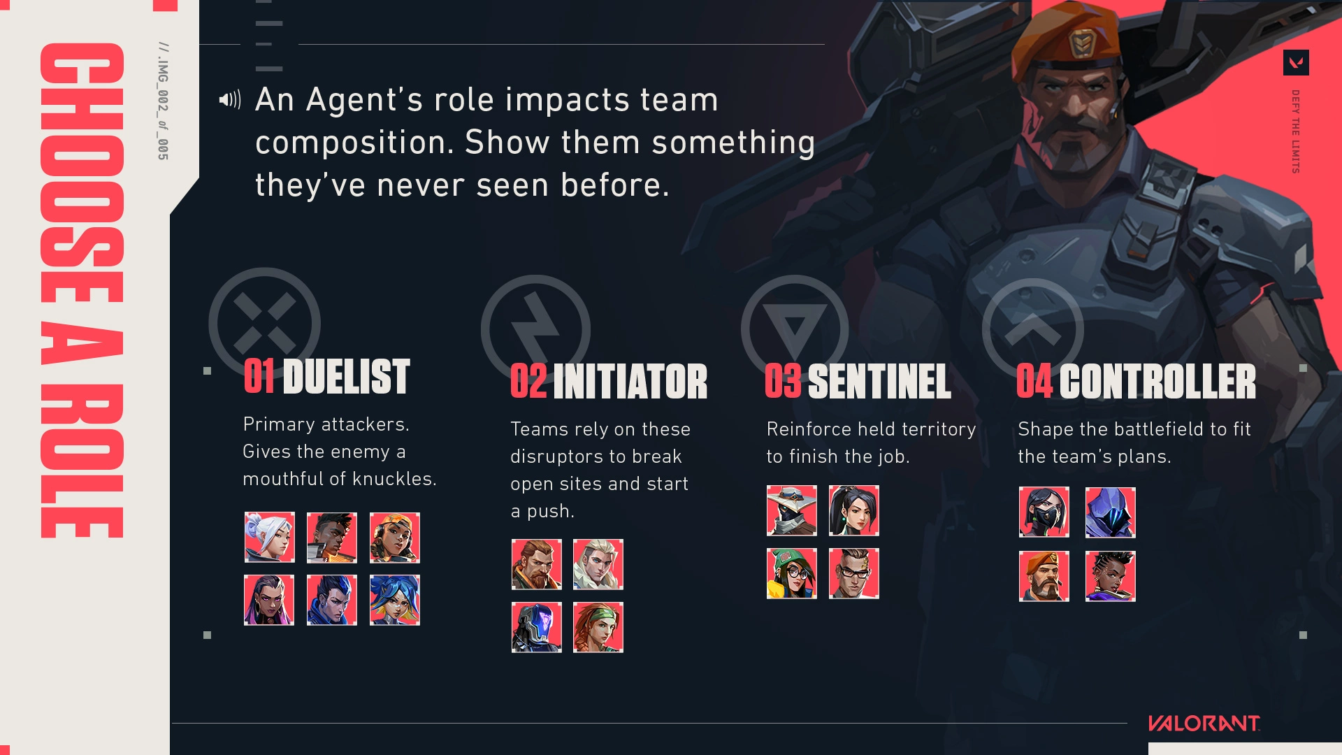 A player reviewing agent abilities and team compositions on a tactical interface